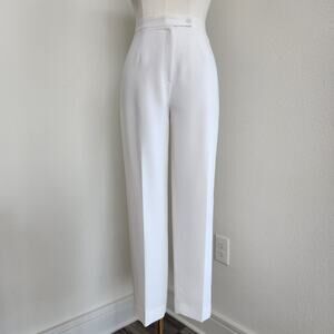 Vintage 90s High Waist White Trousers Minimalist Straight Leg Dress Pants 8